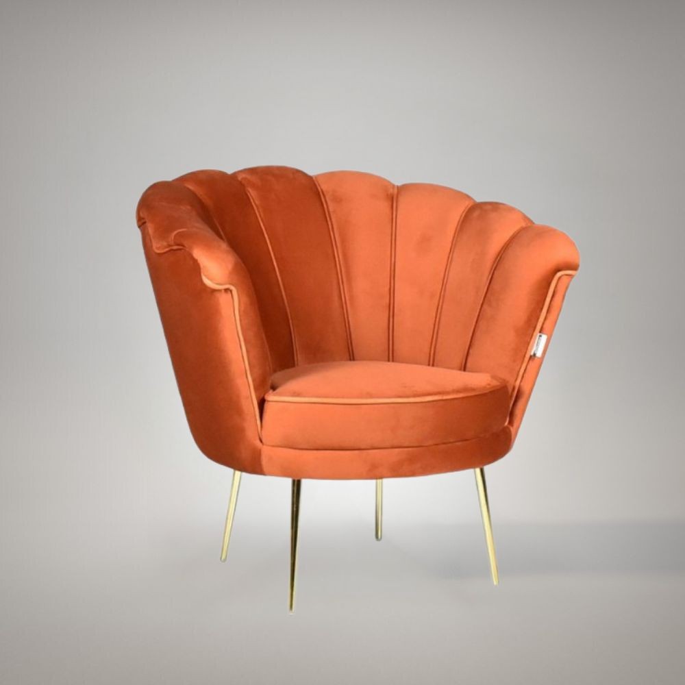 Sessel Samt orange goldene Beine