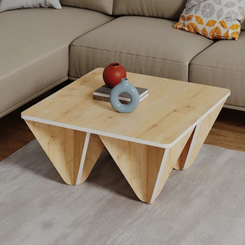Quadratischer Couchtisch 80x80 cm Eichenfarbe