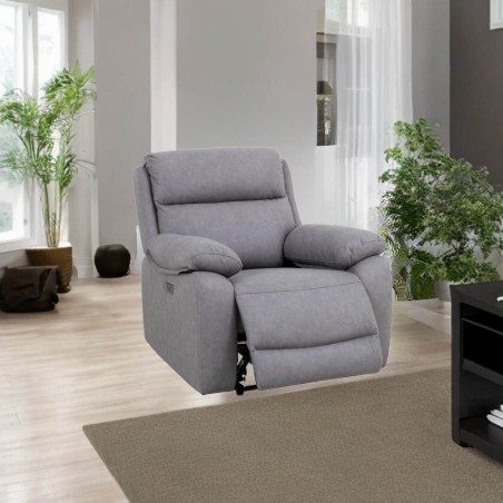 Poltrona con recliner elettrico colore grigio chiaro - Siviglia