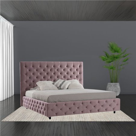 Letto matrimoniale con contenitore e testiera colore rosa - Sondrio