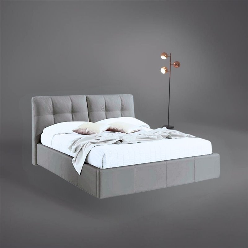 Letto matrimoniale con contenitore Melia tessuto grigio