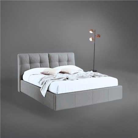 Letto matrimoniale con contenitore Melia tessuto grigio