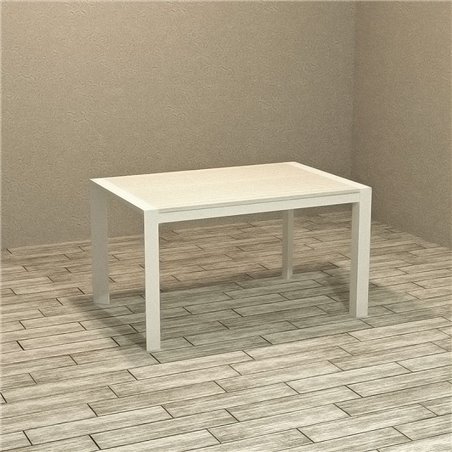 Tavolo allungabile struttura bianca e piano bianco larice 130x80 cm Golia