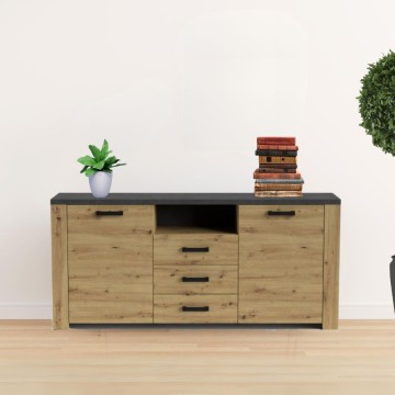 Credenza rovere e antracite con 2 ante e 3 cassetti Follow870 179,6x40x83h