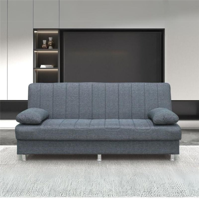 Divano 3 posti senza braccioli con funzione letto e contenitore Economix tessuto grigio 190x88x82h