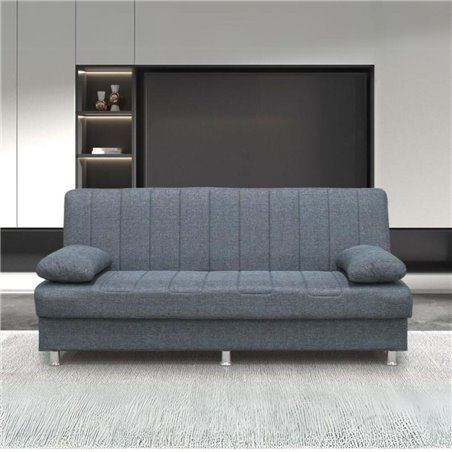 Divano 3 posti senza braccioli con funzione letto e contenitore Economix tessuto grigio 190x88x82h