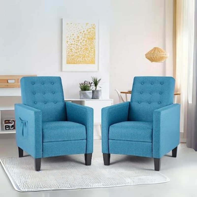 Poltrona recliner con massaggio Malea tessuto blu