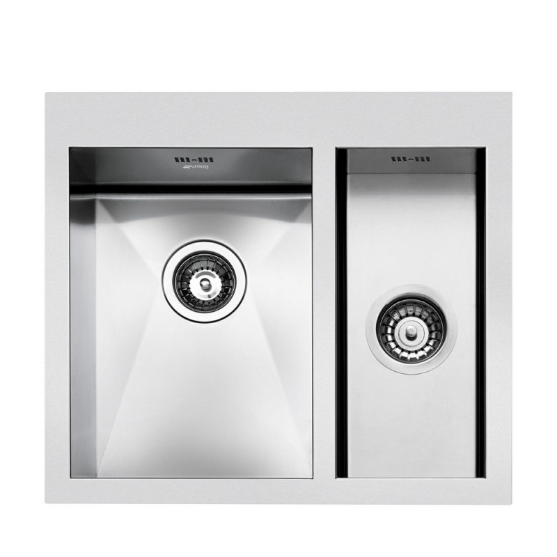 Lavello incasso filotop 2 vasche 58x50 Smeg VQ3020 inox