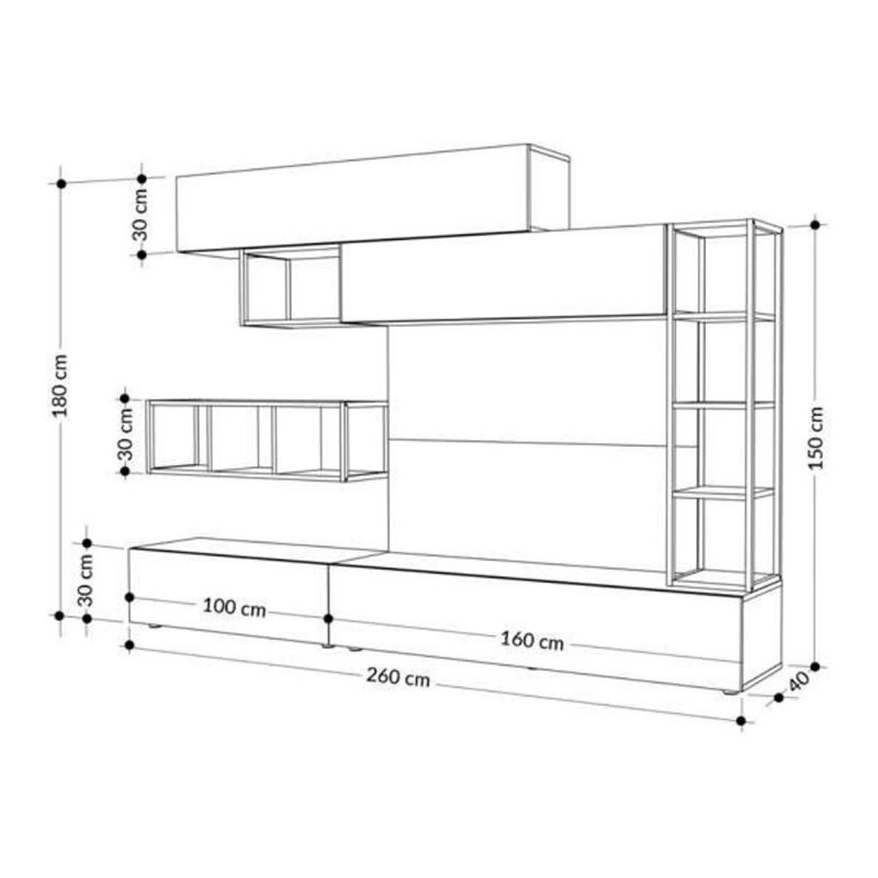 Parete attrezzata bianco e rovere