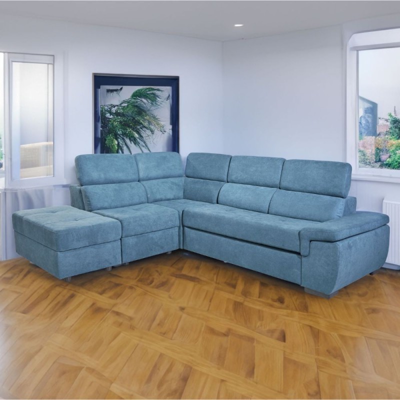 Divano letto con contenitore 5 elementi reversibili colore verde acqua - Lughen