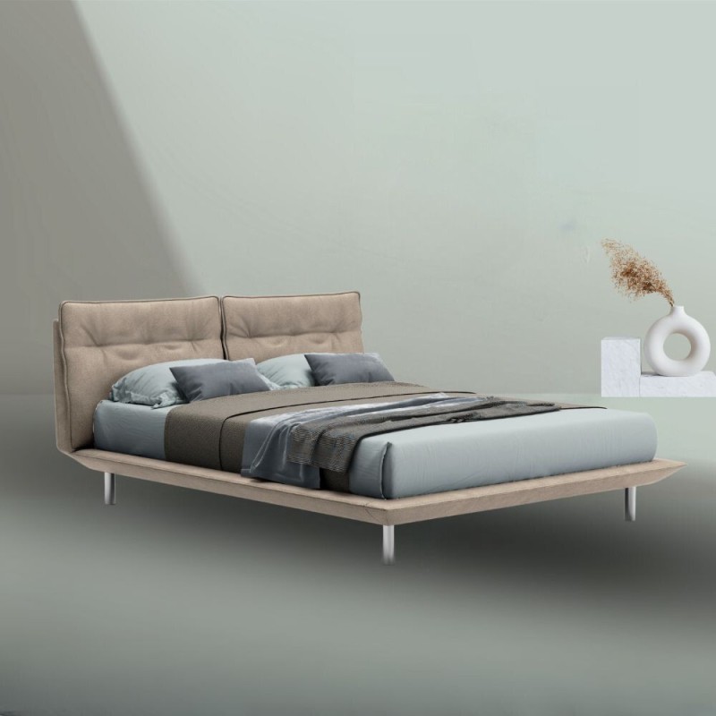 Letto matrimoniale moderno con struttura in legno colore beige - Bolt