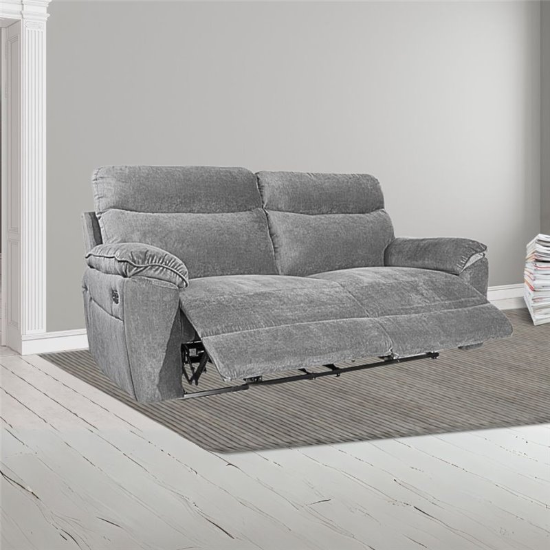 Divano 3 posti recliner elettrico tessuto barrel90 grigio Boston 200x100x102H