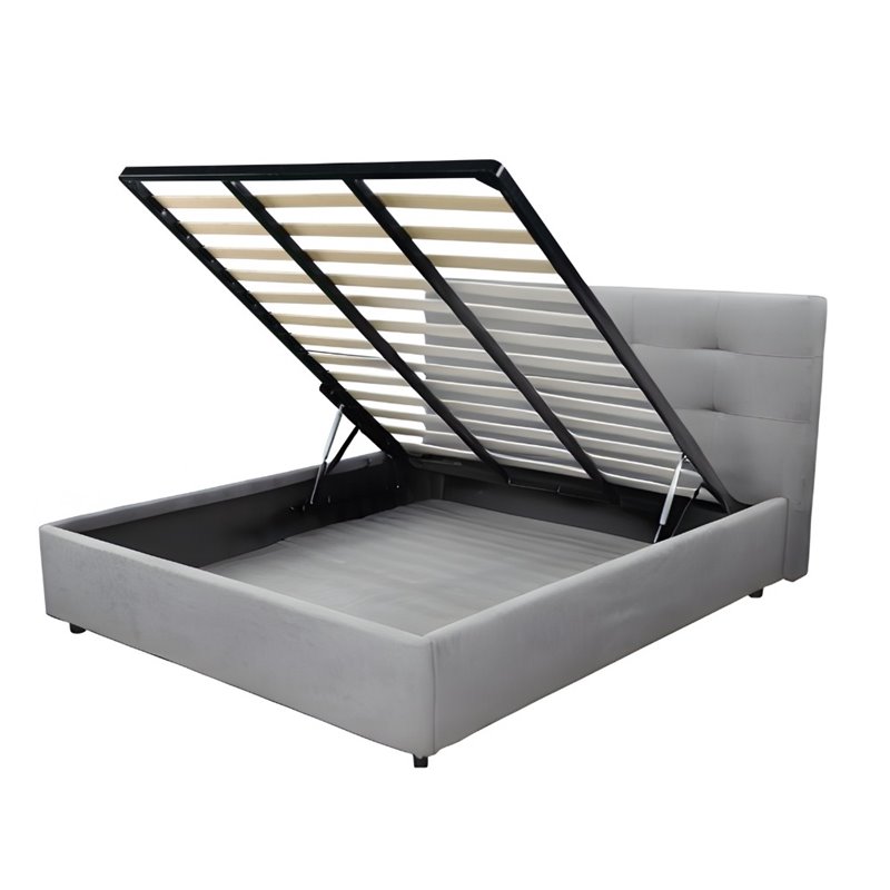 letto con contenitore grigio chiaro