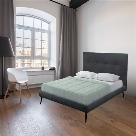 Letto una piazza e mezza tessuto ash grigio con rete inclusa Stiletto 175x195x98H