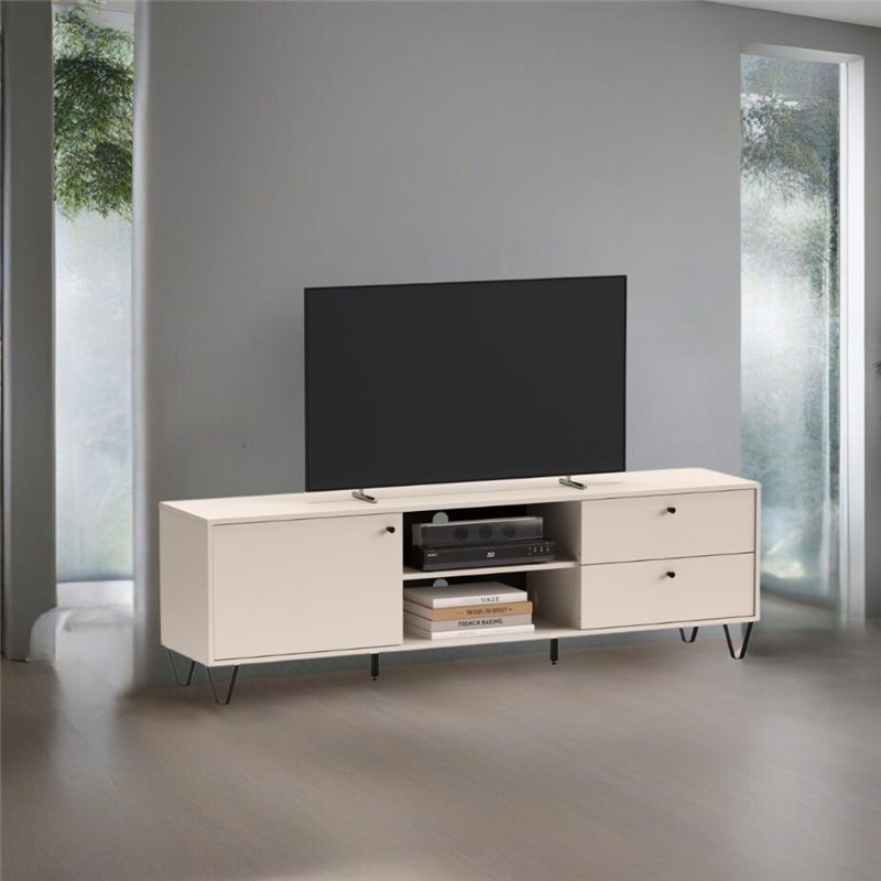 Mobile porta TV cashmere Aldo1 con anta cassetti e vano a giorno 182x40x50,1H