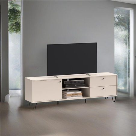 Mobile porta TV cashmere Aldo1 con anta cassetti e vano a giorno 182x40x50,1H