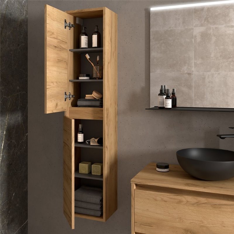 Colonna pensile bagno rovere africa due ante 30x24x140 Jorge