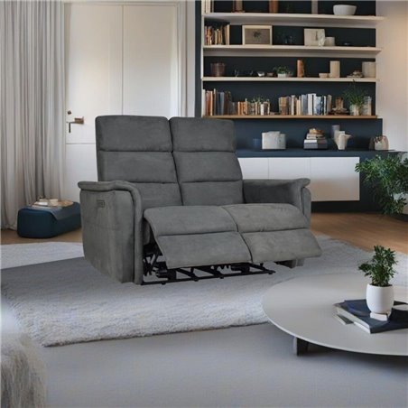 Divano recliner elettrici 2 posti grigio Faber 140x77x105h