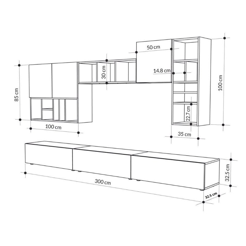 parete attrezzata 300 cm Toscohome