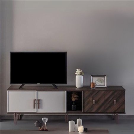 Mobile porta TV 4 ante finitura Mozambik spatolato Merlin 195x47.6x60H