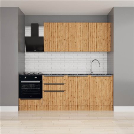 Cucina completa di elettrodomestici Casale 240 colore rovere rustico e struttura bianca