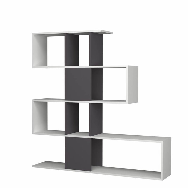 Libreria bifacciale Aktif, 140x140H cm, colore bianco e ghisa