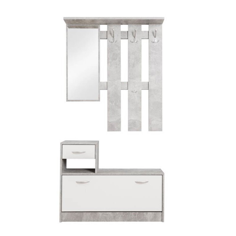 Mobile Ingresso Con Specchio Joy Bianco Rovere