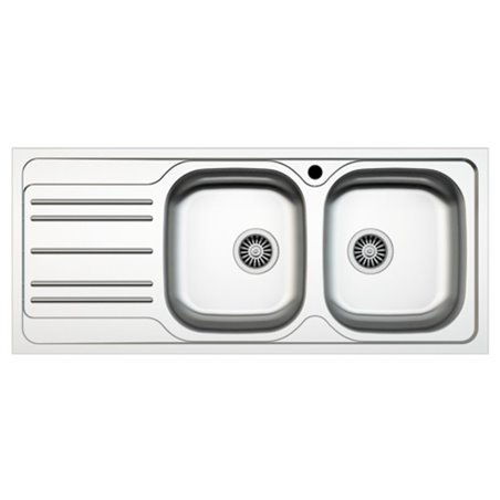 Lavello incasso cucina MP1162SX acciaio116x50 cm due vasche e gocciolatoio sinistro