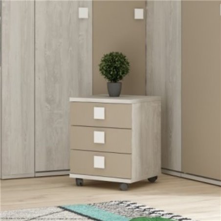 Comodino 46x46x60h bianco consumato 3 cassetti