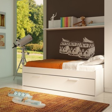 Letto singolo 1004 Blanco con cassettone estraibile