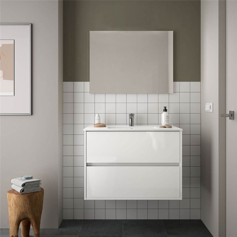 Mobile bagno sospeso Tovel bianco lucido 80x46x54 H