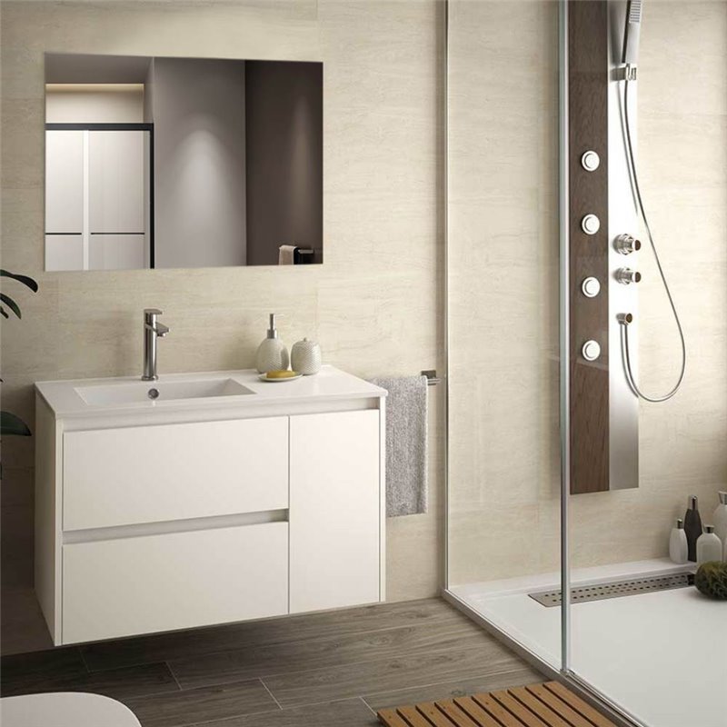 Mobile bagno sospeso Resia bianco larice 90x46x54 H