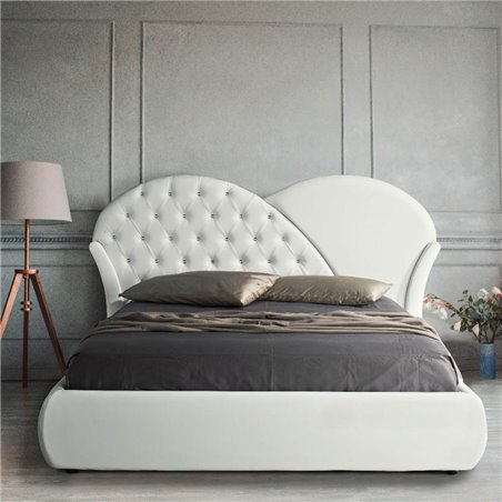 Letto matrimoniale 210x220 cm con contenitore bianco - Marubi