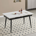 Tavolo allungabile 120x85 con piano in ceramica effetto marmo bianco e gambe nere Expandia