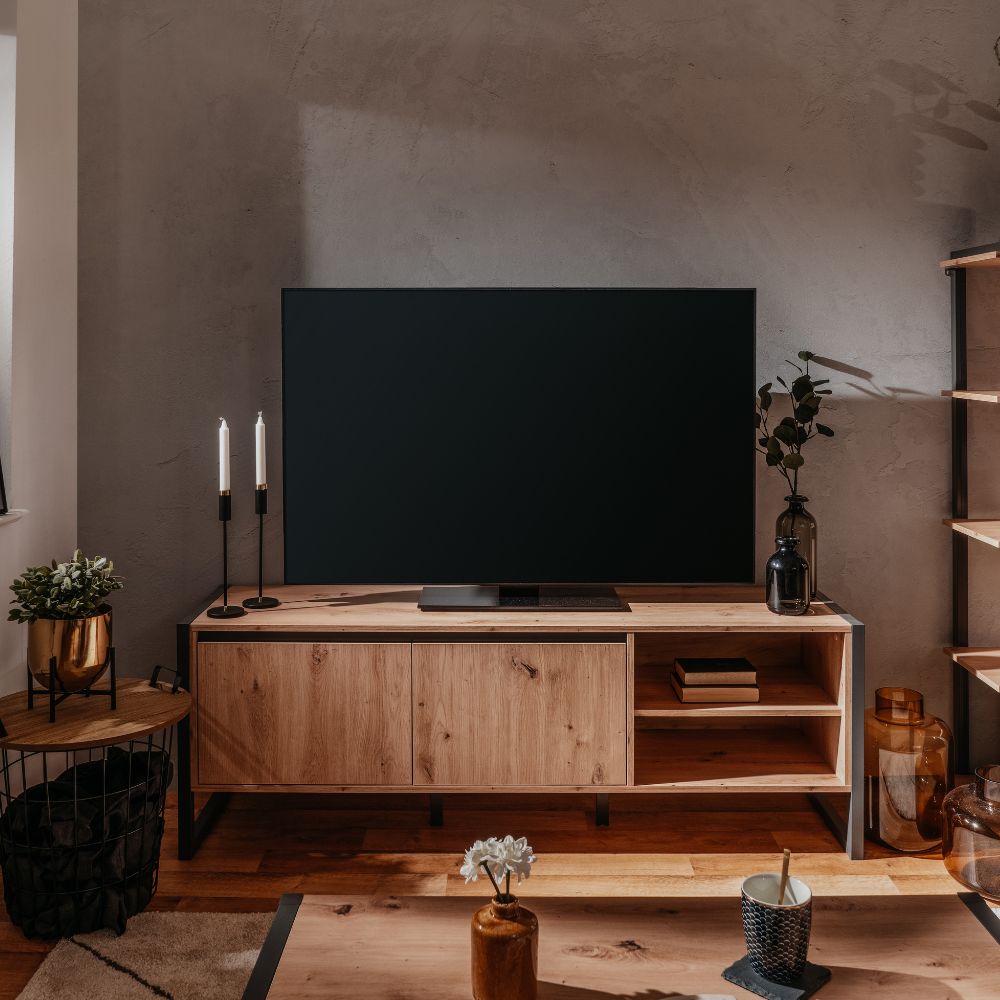 Mobile porta TV 160x55h cm colore quercia e antracite - Denver 54
