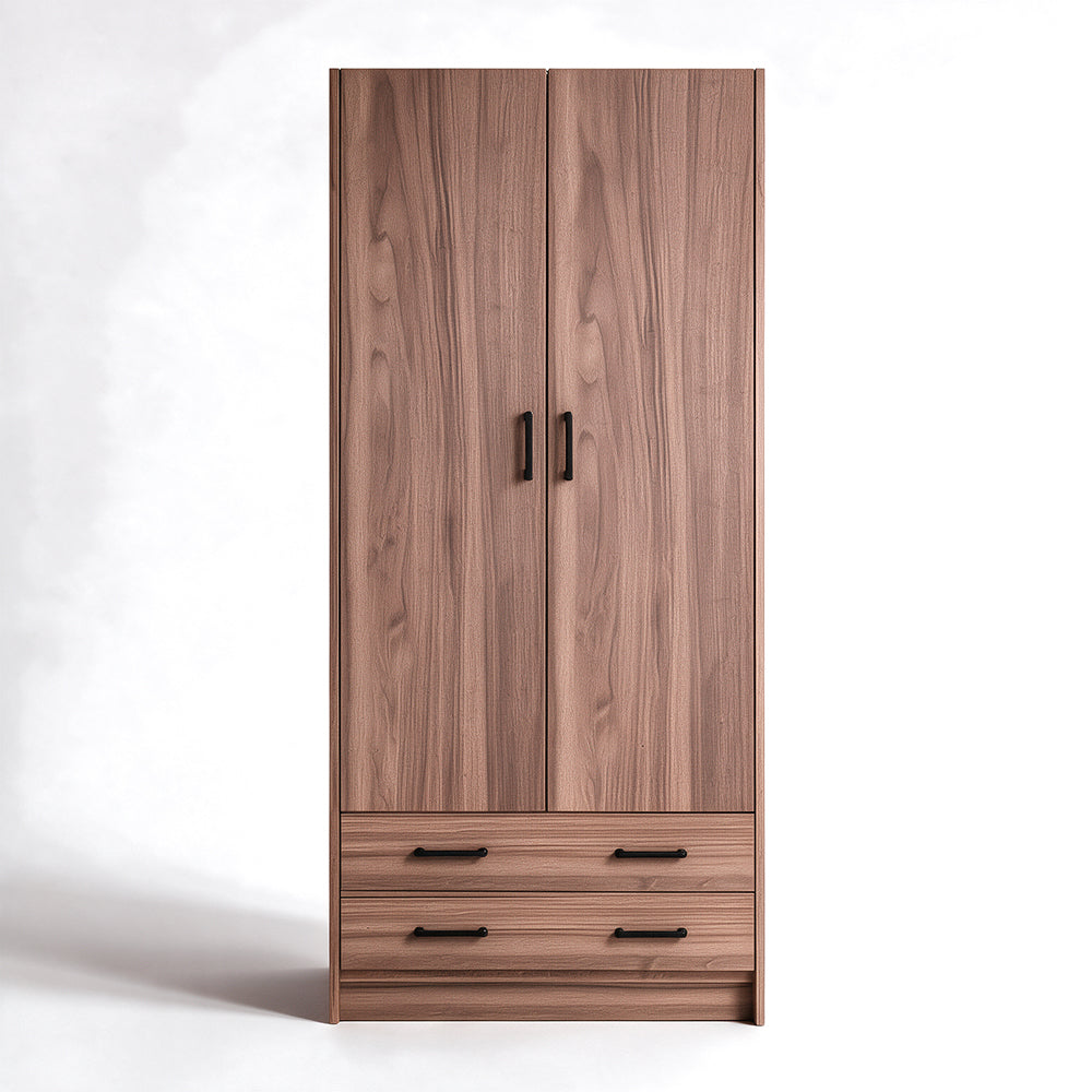 Armadio con due ante e cassetti colore noce naturale 91x52x210H cm - ARM290C