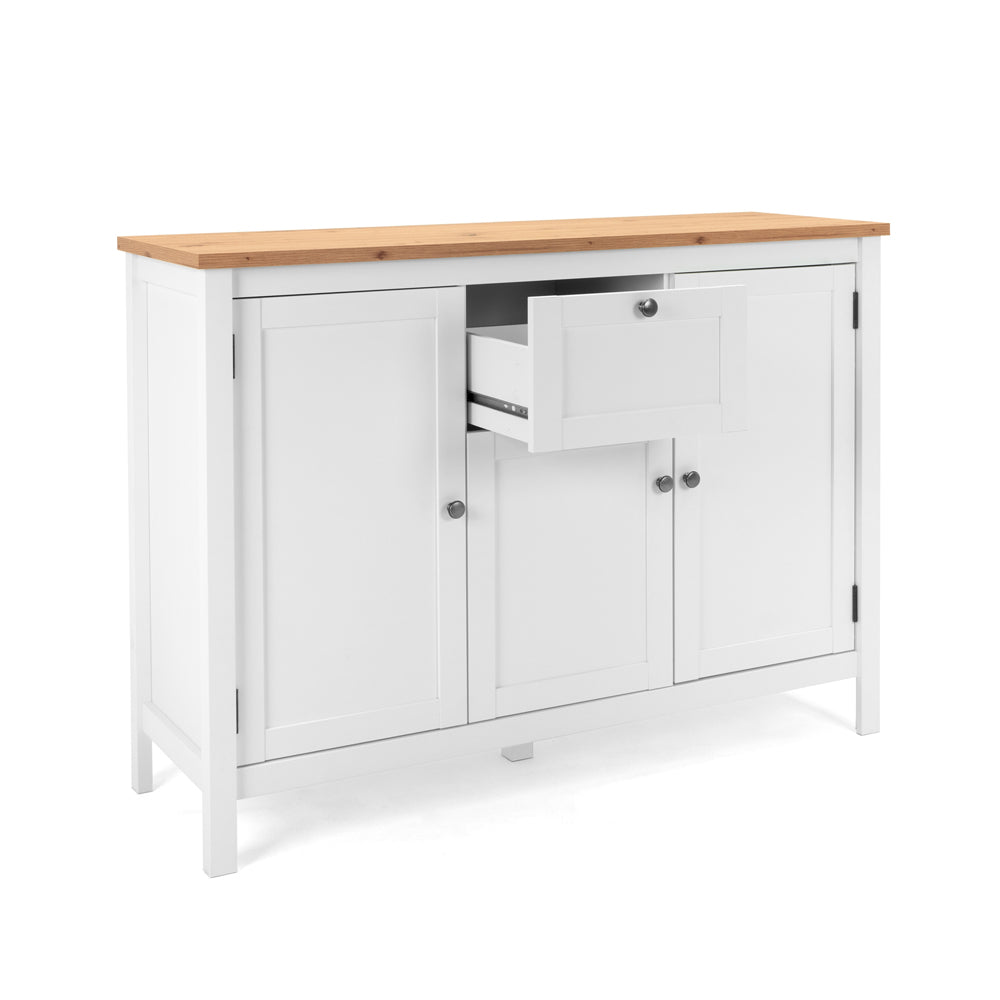 Madia 3 ante e 1 cassetto colore bianco e top artisan rovere 120 cm Bergen57