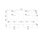 Lavabo da appoggio 2 vasche in ceramica bianco lucido 121 LAV9120DS