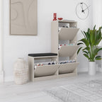 Banc à chaussures 4 portes abattantes coloris cachemire 105x26x118.5H Dude