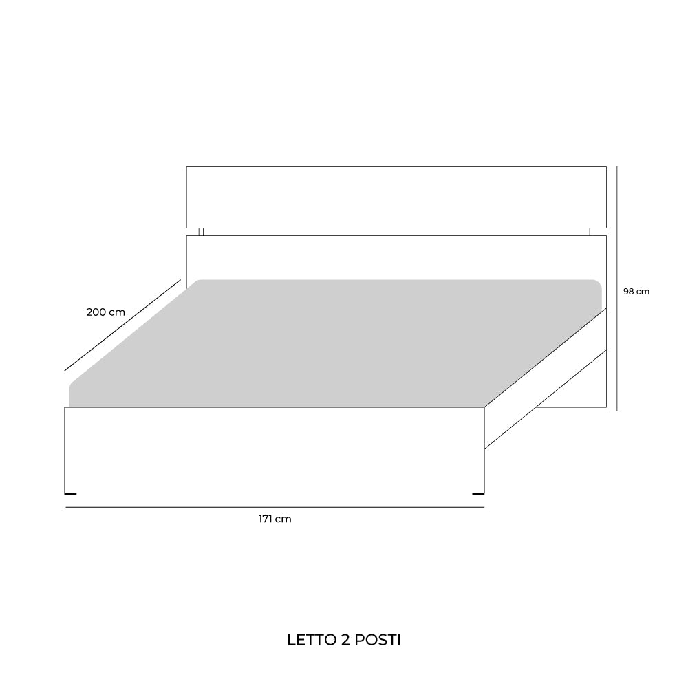 Letto matrimoniale in legno colore bianco frassinato LETTO160TPBF