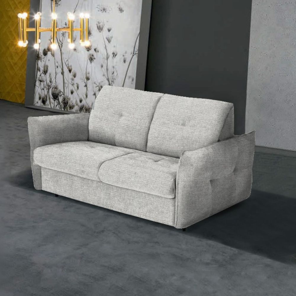 Divano letto 3 posti tessuto grigio chiaro 205x100x102H materasso 20 cm Marea