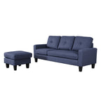 Divano 3 posti con pouf e chaise longue componibile colore blu 195x130x88H Giulivo
