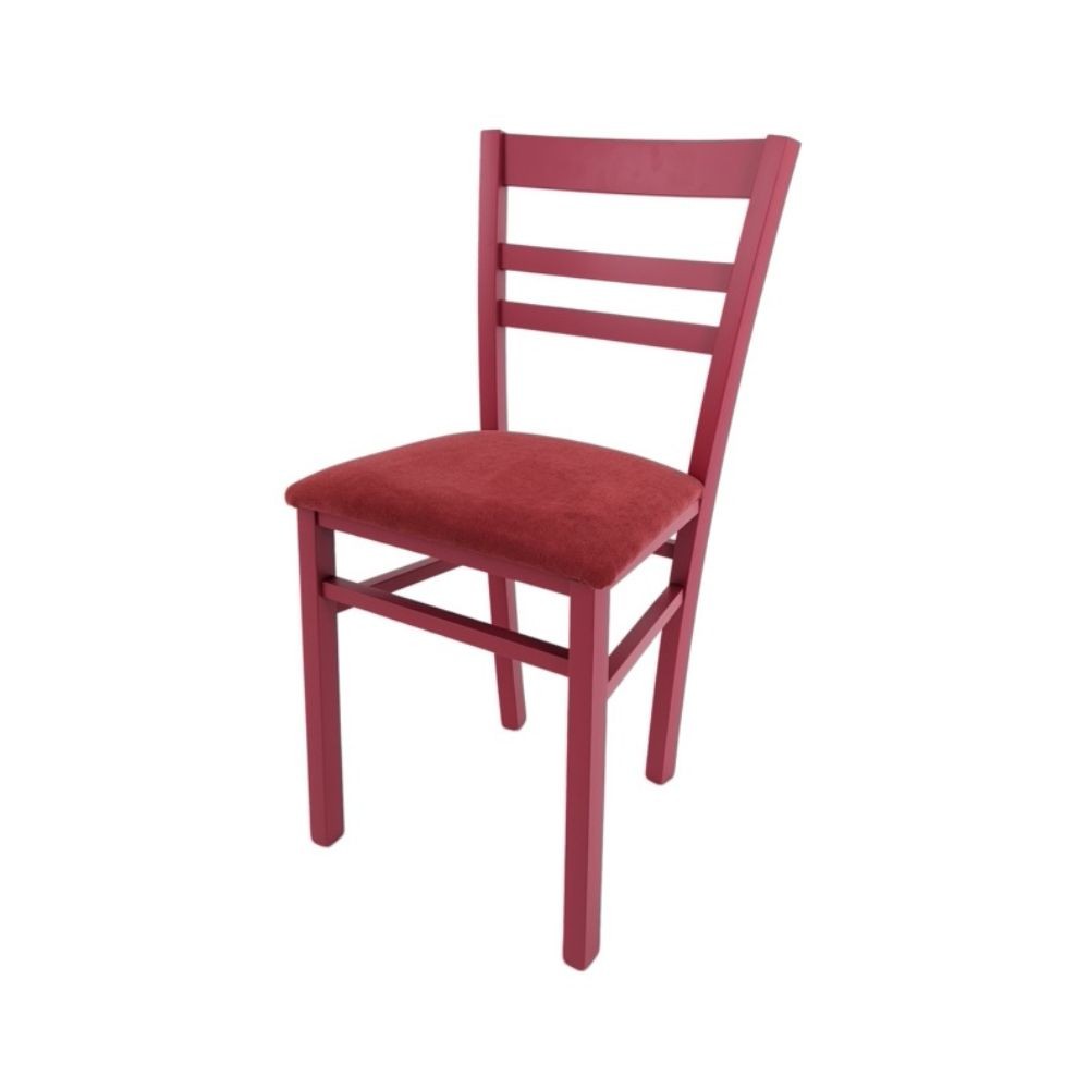 Lot de 2 chaises en bois revêtu de tissu rouge - Cromica