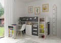 Letto a soppalco con scrivania estraibile colore bianco antracite 6020