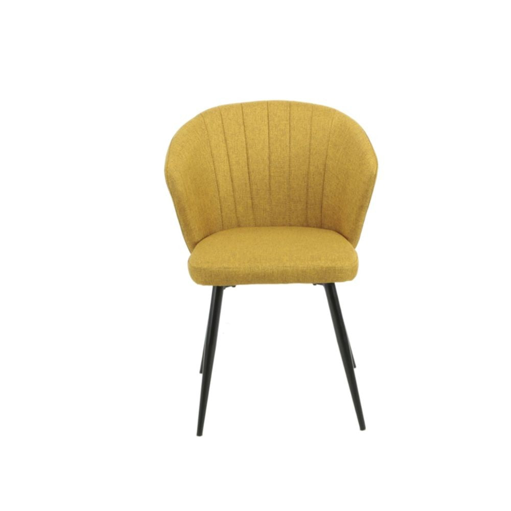 Lot de 2 chaises en tissu jaune et pieds en métal noir - Krid