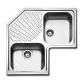 Lavello angolare da incasso ROAN2IBC 2 vasche e gocciolatoio 83x83 cm. inox