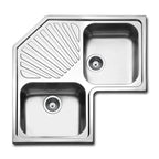 Lavello angolare da incasso ROAN2IBC 2 vasche e gocciolatoio 83x83 cm. inox