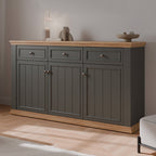 Madia 3 ante e 3 cassetti colore grigio scuro e rovere 169 cm Essenza