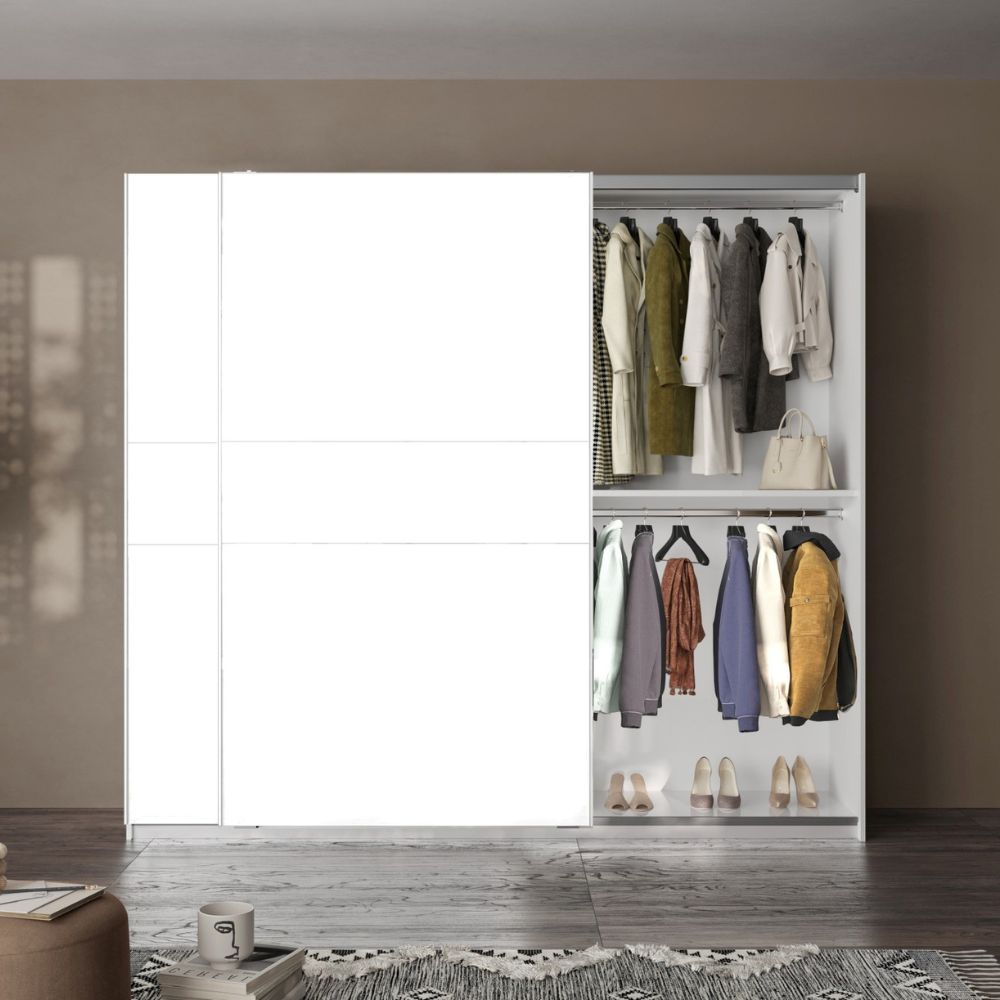 Armadio due ante scorrevoli bianco opaco Swing - 257x55x230H