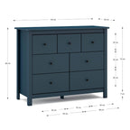 Cassettiera in legno massiccio con 7 cassetti colore blu 110x40x80H cm - Missy